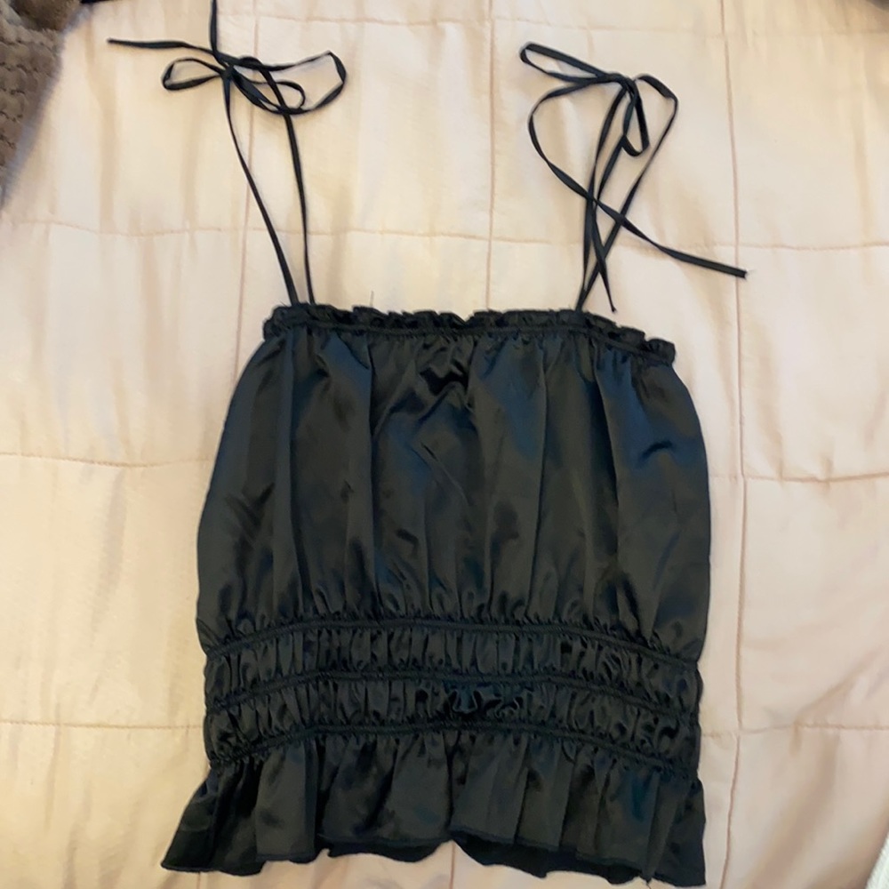 brand new never worn zara black silk top